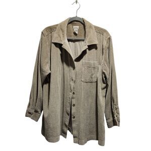 LL Bean Corduroy Long Sleeve Button Down Mens 1X Shacket Rustic Chore Work